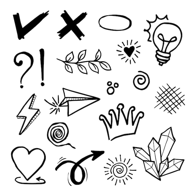 Doodle element vector set, voor conceptontwerp.