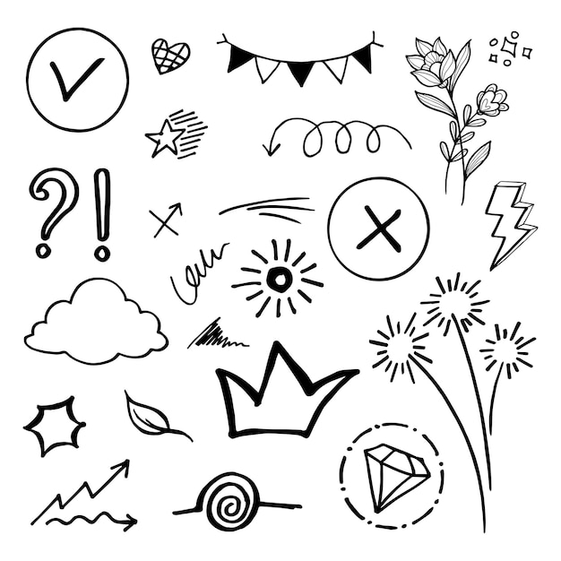 Vector doodle element vector set voor conceptontwerp