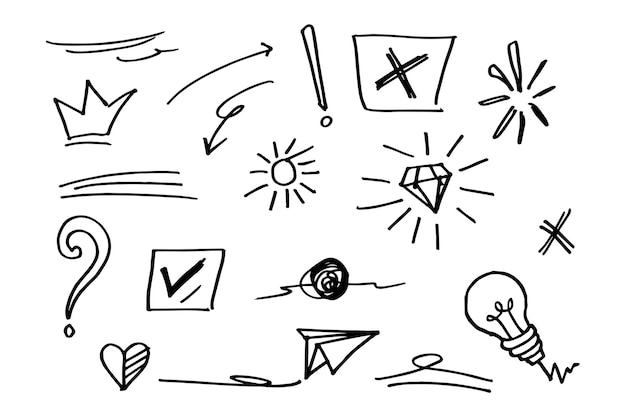 Doodle element vector set voor conceptontwerp