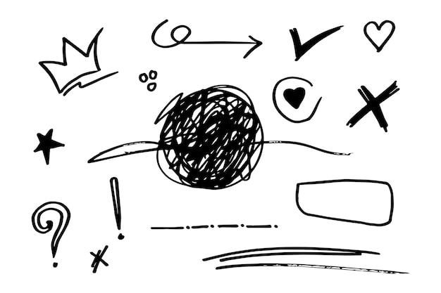 Doodle element vector set voor conceptontwerp
