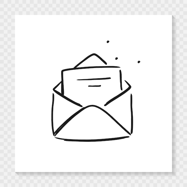 Doodle Envelope Mail письмо рисованной иллюстрации, изолированные на листе белой бумаги