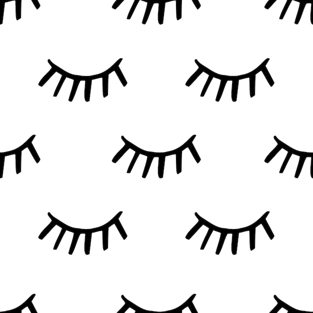 Vector doodle eyelashes. vector illustration of seamless pattern.