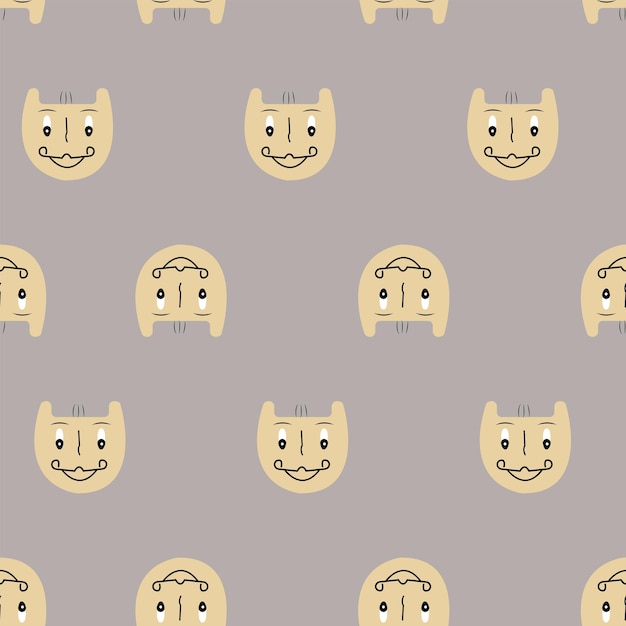 DOODLE FACE SEAMLESS REPEAT PATTERN VECTOR