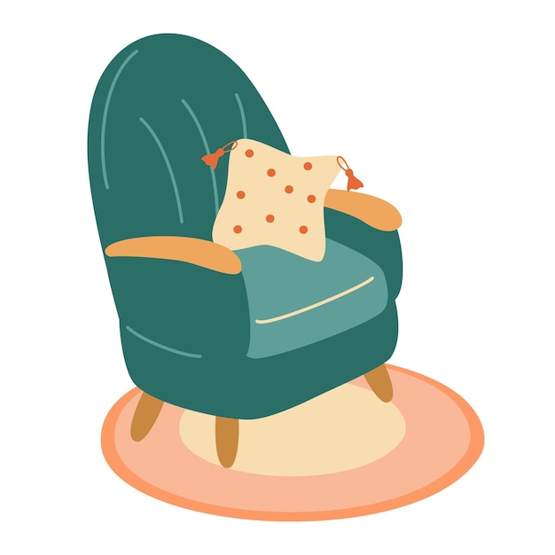 Doodle fauteuil icoon Leuke enkele stoel illustratie Vintage meubels Elegant interieur