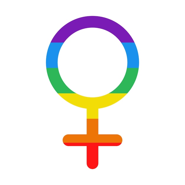 Simbolo femminile doodle segno di venere nei colori dell'arcobaleno lgbtq plus pride mese