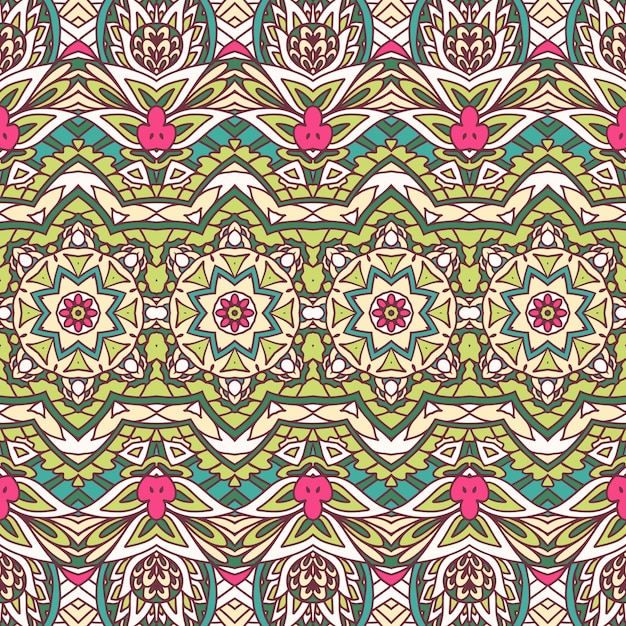 Doodle festive pattern for fabric Abstract tribal geometric colorful seamless pattern ornamental