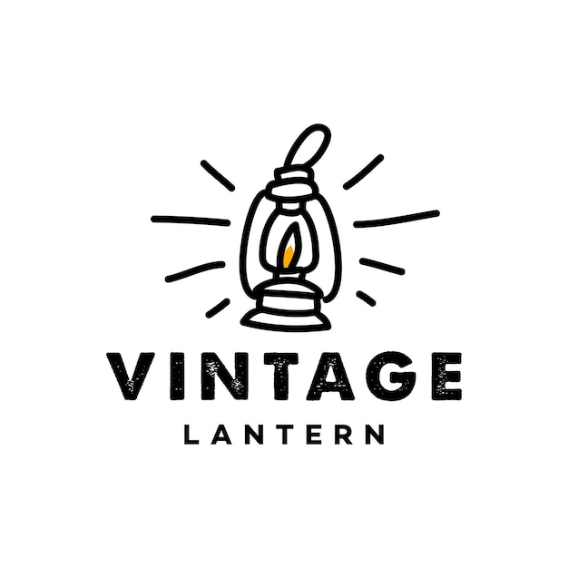 落書き火ランタンのロゴクラシックな昔ながらのランタンポストクラシックなランプのロゴアイコンデザイン