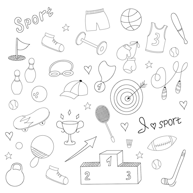 落書きフィットネスとスポーツの落書き要素