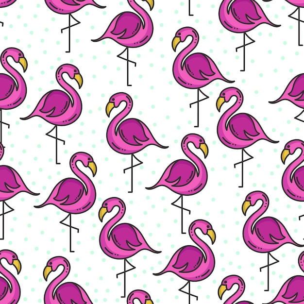 Doodle flamingo pattern