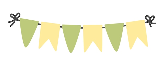 Vector doodle flat clipart garland with flags