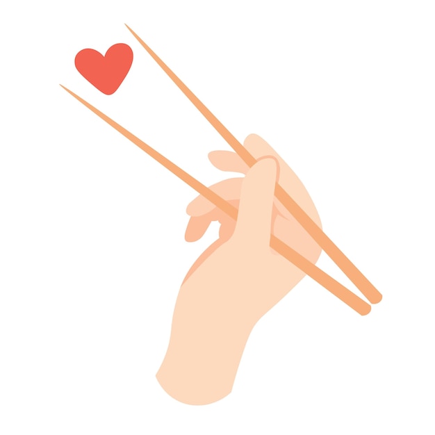 Doodle Flat Clipart. A simple hand with chopsticks. All Objects Are Repainted.