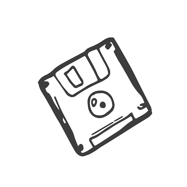 Doodle floppy disk vector illustration Hand drawn 90s style floppy clip art