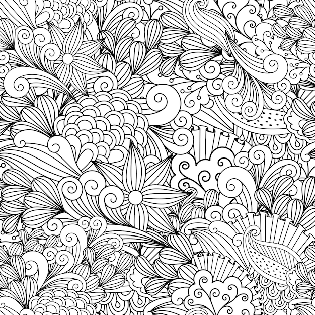 Doodle floral decoratief patroon