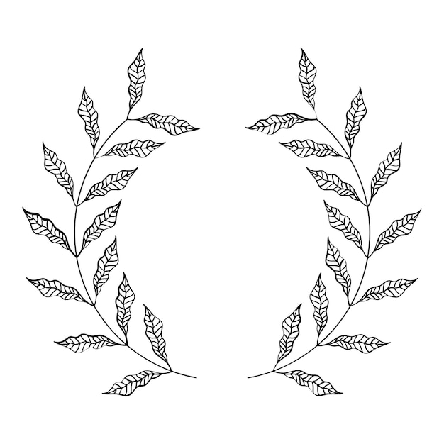 Vector doodle floralline en bladcirkelframes