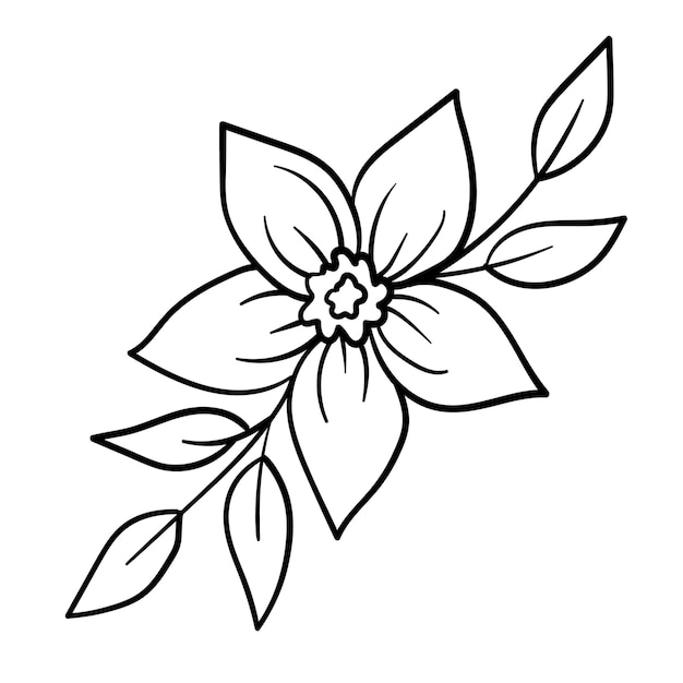 Doodle flower branch, cute and unusual bud, can be used to decorate postcards, business cards or as