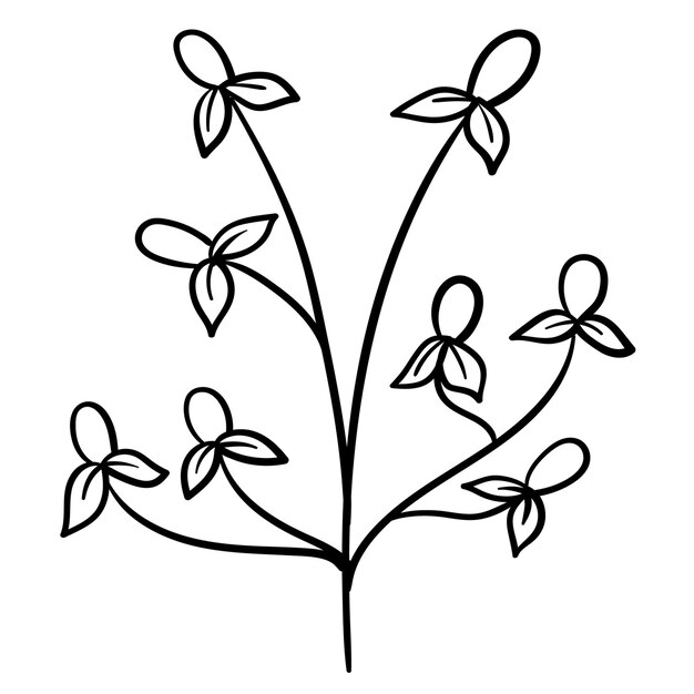 Doodle flower branch, cute and unusual bud, can be used to decorate postcards, business cards or as