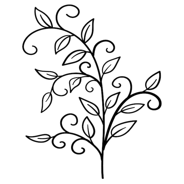 Doodle flower branch, cute and unusual bud, can be used to decorate postcards, business cards or as