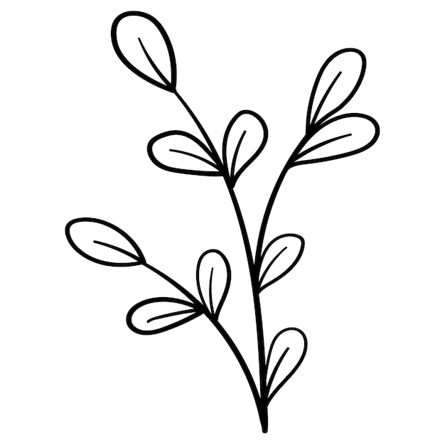 Doodle flower branch, cute and unusual bud, can be used to decorate postcards, business cards or as