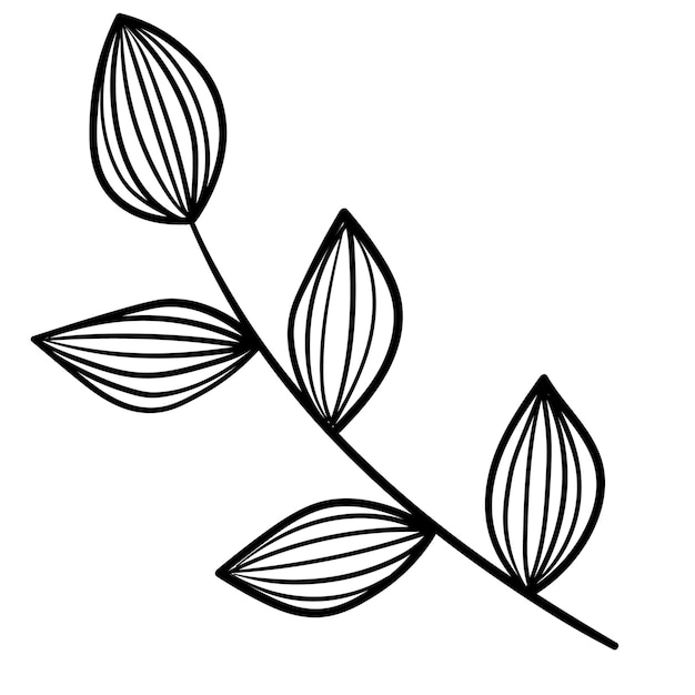 Doodle flower branch, cute and unusual bud, can be used to decorate postcards, business cards or as