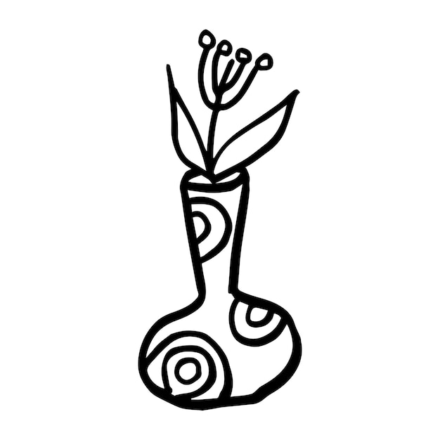 Doodle flower in vase vector illustration icon