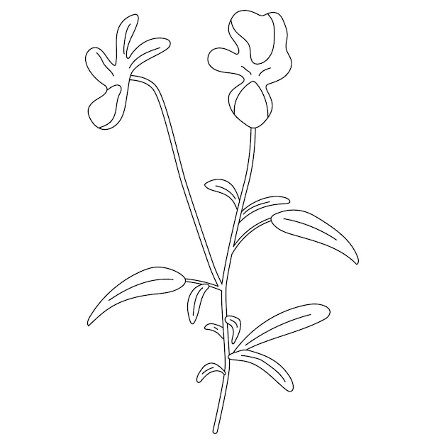 白い背景に分離された落書き花ベクトルイラスト