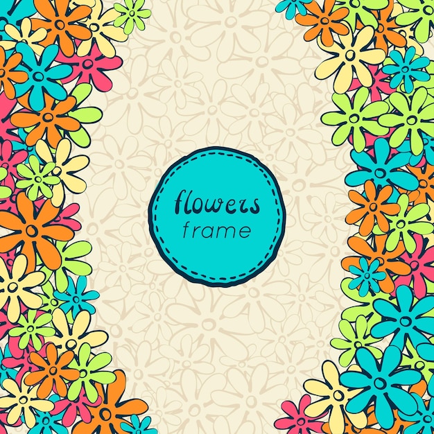 Doodle flowers frame