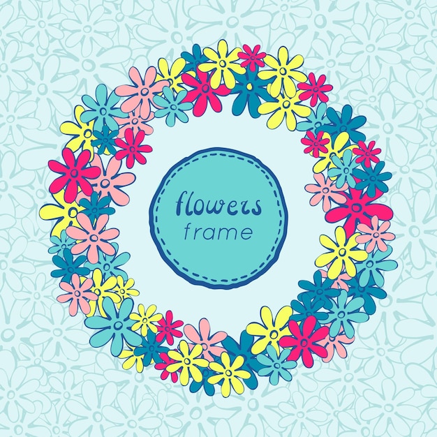 Doodle flowers frame