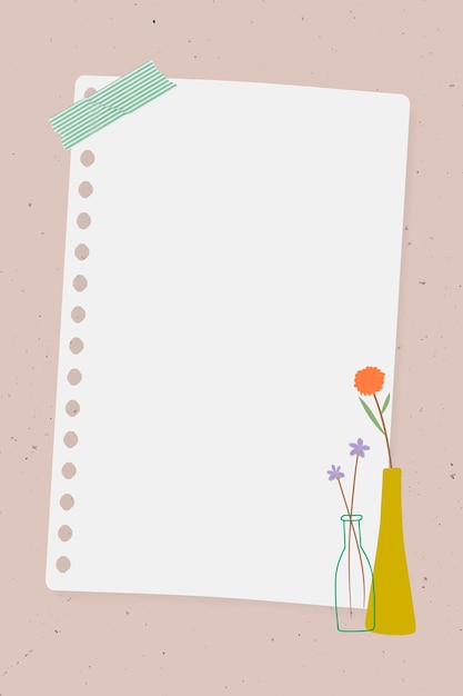 ピンクの背景のベクトルに花瓶ノート紙に落書き花