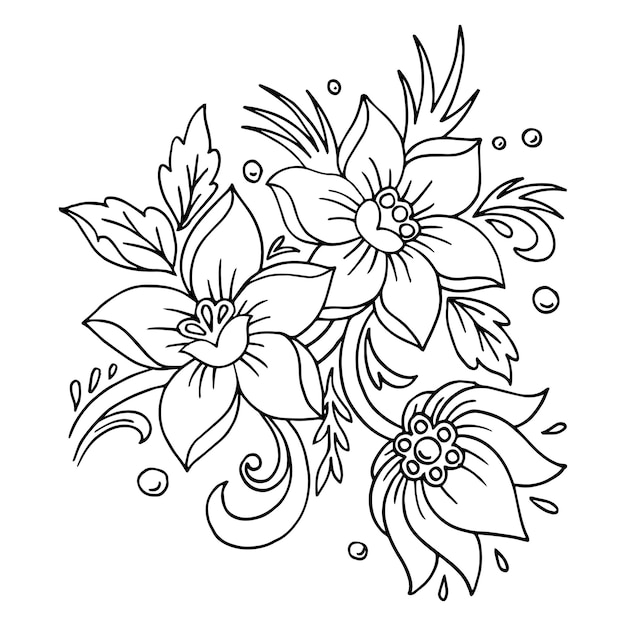 Doodle fiori illustrazione vettoriale