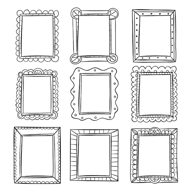 Doodle frame decoratie handgetekende collectie