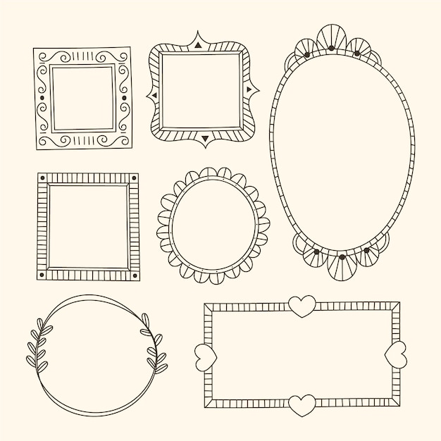 Vector doodle frame decoration collection hand drawn style