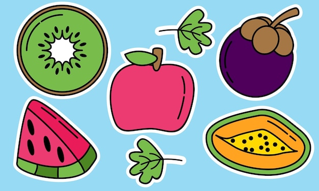 Vector doodle fruits. natural tropical fruit, organic fruits or vegetarian food. vector isolated icons