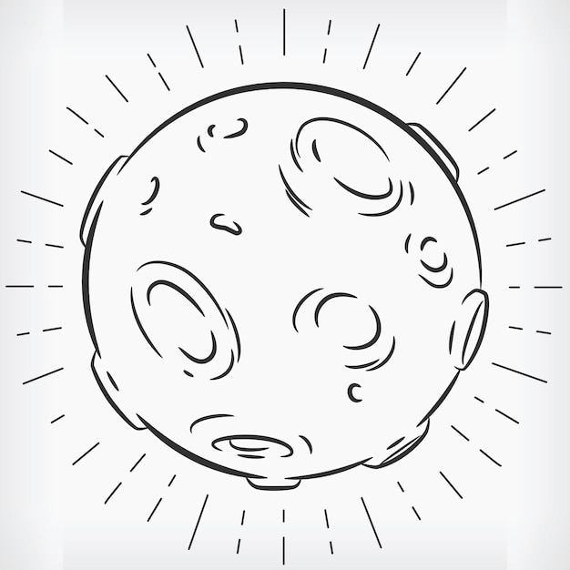 Vector doodle full moon hand drawn sketch