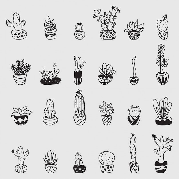 Doodle getextureerde cactussen