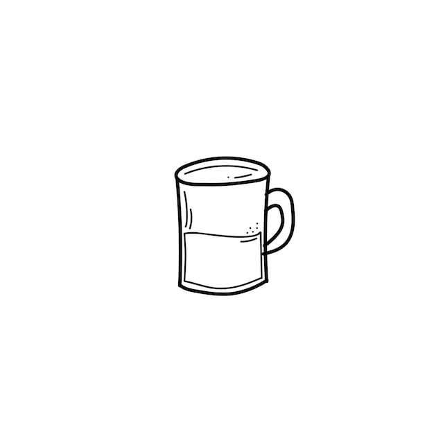 Doodle glass Handdrawn cup Vector illustration on white background