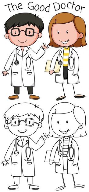 Vector doodle good doctor character