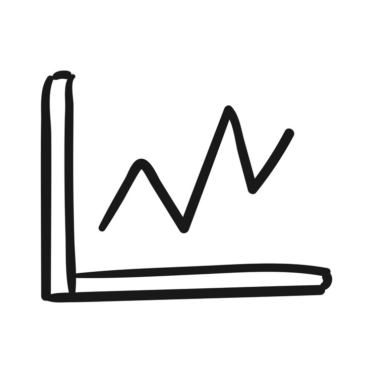 Vector doodle graph chart icon or logo hand drawn with thin black line