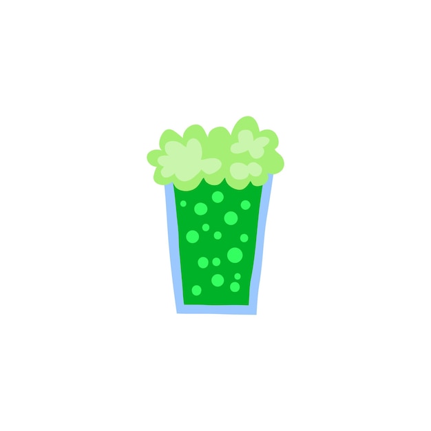 Doodle green beer in glass mug