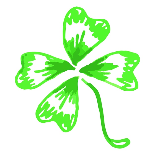 Doodle green clover shamrock Saint Patrick's Day vector isolated