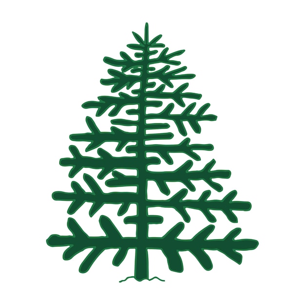 Vettore doodle albero verde abete line art illustrazione vettoriale disegnata a mano foresta di pini natale inverno grafica semplice schizzo elemento di design isolato