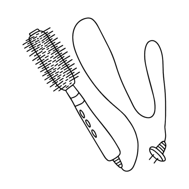 Doodle hair styler vector illustration Hand drawn vector hair styling tool