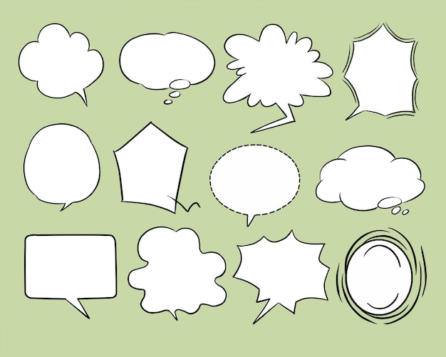 doodle hand draw blank speech bubbles