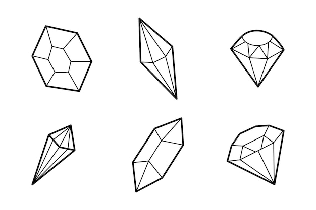 Vettore doodle disegnato a mano diamante set illutration vettoriale