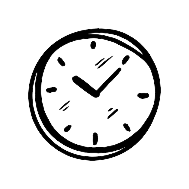 Doodle hand drawn clock time Timer fast speed alarm time management icon symbol illustration vector