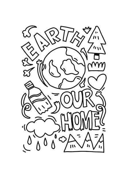 Vector doodle hand drawn earth our home