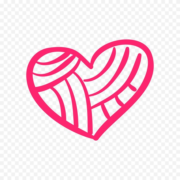 doodle hand drawn heart drawing on white background