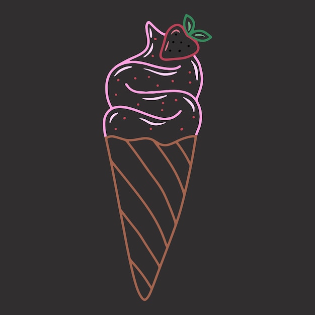 Illustrazione isolata di vettore del gelato disegnato a mano di doodle