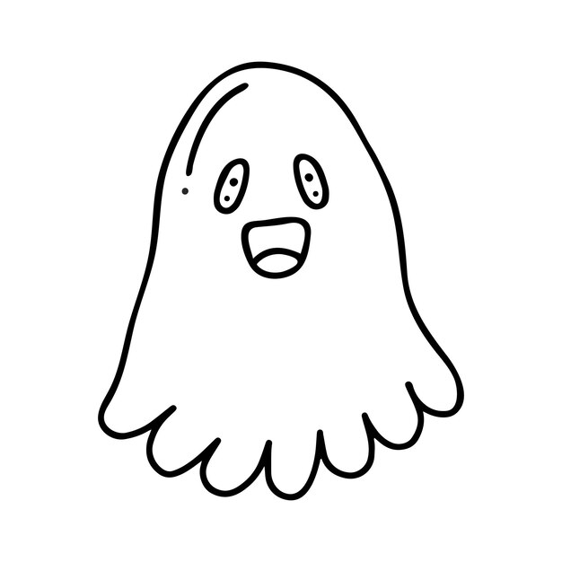 Icona di halloween del fantasma magico di linea disegnata a mano di doodle