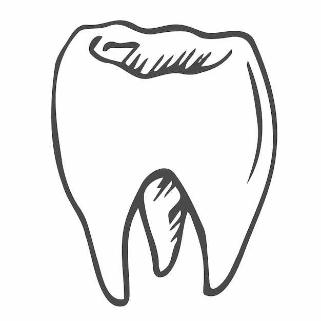 каракули рисованной контур зуба