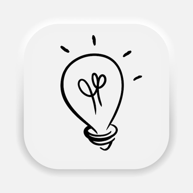 落書き手描き輝く電球アイコン アイデア ランプ コンセプト ベクトル EPS 10